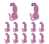 10Pcs Hot Pink Series Embroidery Patch DIY Cartoon Cat Leopard Love Flame Iron On Patches for Clothing Sew Applique(PE9786CT)