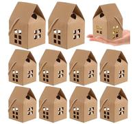 10pcs House Shape Candy Box Brown Paper Gift Box for Nuts and Candies