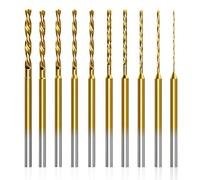 10PCS HSS Mini Micro Drill Bit Set, 0.6mm-2.2mm Precision Small Twist Drill Bit Set, 2.35mm Shank Burr Micro Engraving Drill Bits for Jewelry Walnut Circuit Board Leather Wood DIY Resin Amber Beeswax