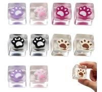 10Pcs Ice Cube Squishy with Cat Paw Inside, Soft Stress Cube for Anxiety Relief, Fun Squishy Cubes for Desk Decor, Soothing Squishy Stress Relievers, Complete Squishy Cube Set