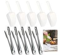 10PCS Ice Scoop and Tongs Set, Small Sweet Scoop for Utility and Tongs for Party Supplie