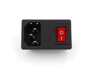 10Pcs IEC320 C14 AC Power Socket 10A/250V With Fuse Holder and 3-Pin Red Indicator Switch 1.5 Type CZAOINCU