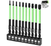 10PCS Impact Hex Allen Key Drill Bit Set, 100mm Hex Bit Set SAE Magnetic Impact Driver Bits 1/4' Hexagon Shank S2 Steel, Magnetic Allen Wrench with Storage Box