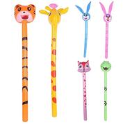 10Pcs Inflatable Animals Stick with Sound - Jungle Animal Balloons Stick Blow Up Toys for Kids Animal Theme Birthday Party Favors and Decorations (Random Color and Style)