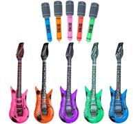 10PCS Inflatable Musical Instrument Set, Inflatable Guitar, Inflatables Microphone, Rock and Roll Musical Instruments Props, Eurovision Party Decorations, Fun Party Decoration Photo Booth Props