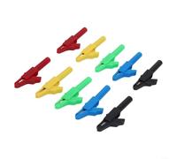10PCS Insulated Crocodile Clip to 4mm Banana Female - Nickel Plated Copper Test for Multimeter Probe Black Red Yellow Green Blue