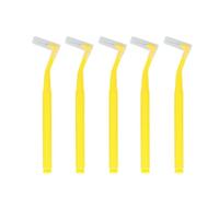 10pcs Interdental Brushes Angled L-Shaped Dental Cleaning Nylon Floss Picks for Braces Oral Cleaning(Yellow)