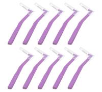 10pcs Interdental Cleaning Brush 2.5mm L Shape Short Handle for Teeth | Soft Bristle Plastic Design, Ergonomic Grip, Purple Finish, Home the Move Use