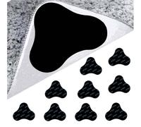 10pcs Interesting Black Three-Head Round Corner Anti-Slip Mats - Practical Three-Head Round Corner Floor Mats Are Non-Slip Washable Anti-Curl Reusable Rug Grippers Suitable For All Types Of Rugs