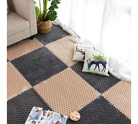 10PCS Interlocking Carpet Tiles, Plush Puzzle Foam Floor Mat, Soft Thick Interlocking Fluffy Tiles, Square Carpet Mats Shaggy Area Rug For Room Floor(Size:24 X 24 In,Color:Grey+Khaki)