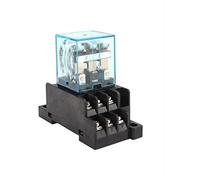 10pcs Intermediate Relay HH63P LY3NJ 10A Micro Small Electromagnetic ACDC12V24V AC110V 220V 380V with 11 Pins Socket Base PTF11A(With Socket,AC 24V)