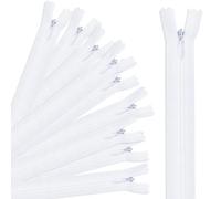10Pcs Invisible Zips #3 Zippers for Sewing 16Inch/40cm White Zips Closed-Ended Nylon Invisible Zippers Concealed Zipper Zip Fixer for Skirts Cushions Pillows Clothes Pants DIY Craft Tailor Dressmaking