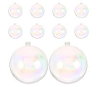 10pcs Iridescent Plastic Baubles, Christmas Tree Decorations | Shatterproof Finish for Glitter, DIY Crafts, Tree Branches, Classrooms, Holiday Parties, Weddings and Birthdays