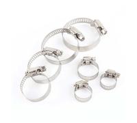 10pcs Iron Galvanized Adjustable Drive Hose Clamp Fuel Line Worm Size Gear Clip Pipe Clamp Tube Fasterner 8mm Spring Pipe Clips(10-16mm one-line)