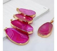 10pcs Irregular Natural Stone Quartz Druzy Agate Slice Pendant Necklaces -1pcs Rose Red Random