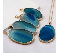10pcs Irregular Natural Stone Quartz Druzy Agate Slice Pendant Necklaces -1pcs Rose Red Random