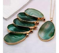 10pcs Irregular Natural Stone Quartz Druzy Agate Slice Pendant Necklaces -1pcs Rose Red Random