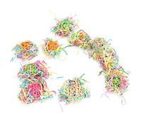10PCS Jaula colgante para pájaros con cadena Accesorio para masticar para morder loros Mezcla de colores Bolas de ratán natural para loros Jugar y morder Adecuado para pájaros