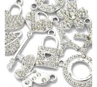 10PCS Jewelry Making Silver Rhinestones Charms Mixed Silver Metal Charms Pendants DIY for Necklace Bracelet Jewelry Making and Crafting, Normal size, Alloy with silver color plating, Rhinestone
