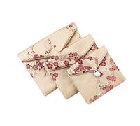 10pcs Jewelry Packaging Bag Buddha Beads Bracelet Necklace Earrings Ring Storage Oraganizer Satin Pouch for Necklace, Earring, Bracelets(Gold-12cmX10cmX1cm)