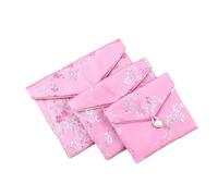 10pcs Jewelry Packaging Bag Buddha Beads Bracelet Necklace Earrings Ring Storage Oraganizer Satin Pouch for Necklace, Earring, Bracelets(Pink-10cmX8cmX1cm)