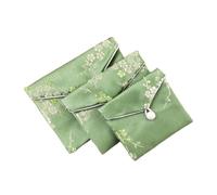 10pcs Jewelry Packaging Bag Buddha Beads Bracelet Necklace Earrings Ring Storage Oraganizer Satin Pouch for Necklace, Earring, Bracelets(Green-10cmX8cmX1cm)