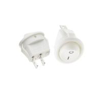 10PCS KCD1 2PIN 15mm On/Off Round Boat Rocker Switch DC AC 3A/250V Car Dashboard Track IDGTTLDF(2Pin ON-OFF white)