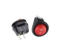 10PCS KCD1 2PIN 15mm On/Off Round Boat Rocker Switch DC AC 3A/250V Car Dashboard Track IDGTTLDF(2Pin ON-OFF Red)