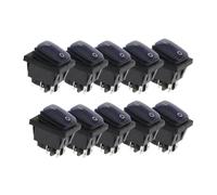 10PCS KCD4 12V 220V Waterproof And Oil Proof Latching Switch Four Feet ON OFF Red Green With Lights 4PIN Rocker Power(2D4P-Blue,220 V)