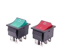 10pcs KCD4 Rocker Switch 6 Pins Boat Shaped 16A 250V Green/Red Light Push Button 1Pcs(Green)