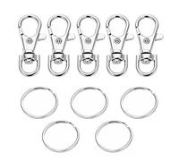10PCS Key Chain Key Rings Metal Swivel Clasps Snap-On Keychain Ring Hook Spring Clip Snap Hook for Keys, Lanyards Jewelry Findings, Round Edged