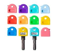 10Pcs Key Covers Key Caps,Coloured Key Covers with Labels,Square Key Covers Cap,Ideal as Key Identifiers, Markers,Key Tags to Organise Your Keys Perfect for Home or Office