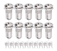 10Pcs Key Switch Metal ONOFF Power Lock Stainless Steel with Key Nut 12mm AC DC220V (single pull)