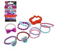 10PCS Kids Trolls Hair Bobbles Simple or with Bow and Charms, Multicolour Hair Accessories, Hair Ties Elastic Bands for Kids Girls Assorted Hair Ties