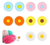 10pcs Knitting Needle Stoppers, Cute Needles Point Protectors Colorful Stitch Tip Caps Silicone Needle End Cover Knitting Accessories and Supplies(Daisy Style)