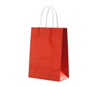 10Pcs Kraft Bag Paper Bags Reusable Grocery Shopping For Packaging Craft Wedding Business Party(Red)