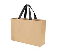 10Pcs Kraft Brown Paper Gift Bags With Wide Handle - Thickened Carrier for Shopping, Party, Present Wrapping - Boutique Retail Shopper - Recycled Reusable
