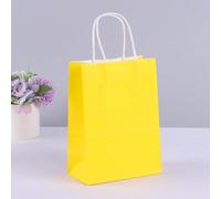 10pcs Kraft Paper Gift Bags With Handles Shopping Carry Craft Brown White Bag DIY Bag Party Christmas Supplies(Yellow,25X32X12CM_10PCS)