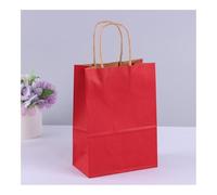 10pcs Kraft Paper Gift Bags With Handles Shopping Carry Craft Brown White Bag DIY Bag Party Christmas Supplies(Red,21X27X11CM_10PCS)