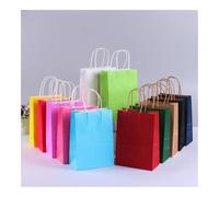 10pcs Kraft Paper Gift Bags With Handles Shopping Carry Craft Brown White Bag DIY Bag Party Christmas Supplies(Yellow,12X15X6CM_10PCS)