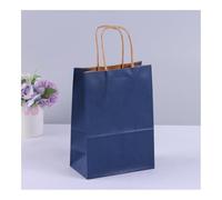 10pcs Kraft Paper Gift Bags With Handles Shopping Carry Craft Brown White Bag DIY Bag Party Christmas Supplies(Dark blue,25X32X12CM_10PCS)