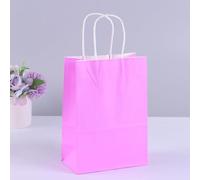 10pcs Kraft Paper Gift Bags With Handles Shopping Carry Craft Brown White Bag DIY Bag Party Christmas Supplies(Light purple,15X21X8CM_10PCS)