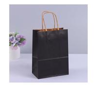10pcs Kraft Paper Gift Bags With Handles Shopping Carry Craft Brown White Bag DIY Bag Party Christmas Supplies(Black,15X21X8CM_10PCS)