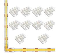 10PCS L-Shaped 2 Pin 8mm Cob LED Strip Corner Connectors, Gapless Solderless Transparent LED Connector, 90° Corner Joints Quick Connect Extension Cable For 36V 5A