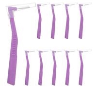 10pcs L Shaped Interdental Brush for Braces with Ergonomic Handle | Purple Plastic, Gentle Cleaning between Teeth, Short Handle for Home Use the Move