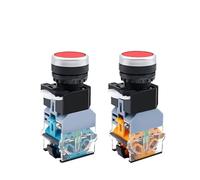 10pcs LA38-11D 11DN Mounting 22mm Push Button Switch With LED Lamp Reset Self-Locking Flat Head Control Circuit Power(Red Light,SILVER CONTACT_LOCKING LATCHING_AC DC12V)