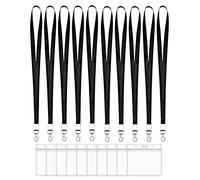 10pcs Lanyards for Neck with Card Holder,Black Lanyard with 10 Clear ID Card Holders Metal Lobster Clips (10pcs Black)