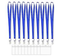 10pcs Lanyards for Neck with Card Holder,Black Lanyard with 10 Clear ID Card Holders Metal Lobster Clips (10pcs Blue)