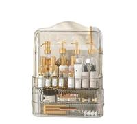 10pcs Large Acrylic Makeup Organiser with 2 Drawers and Cover, Skincare Organisers Cosmetic Display Case,Dust Proof Waterproof for Vanity Countertop Bathroom Dresser (Transparent)