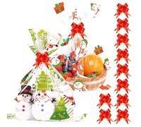 10pcs Large Christmas Cellophane Bags for Hamper 17.7 x 23.6 inch Xmas Clear Cellophane Wrap for Hampers with Bows, Big Gift Basket Hamper Wrapping Cellophane Bags for Christmas Hamper Wrap